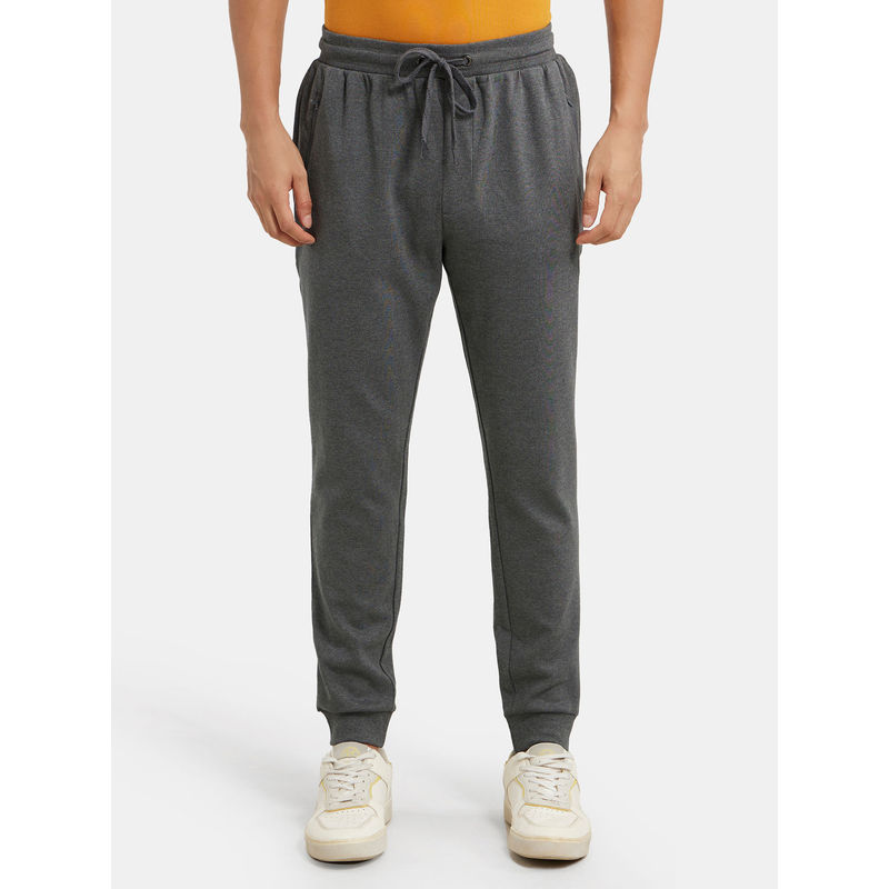 Jockey AM02 Men Super Combed Cotton Rich Slim Fit Jogger - Charcoal Melange (L)