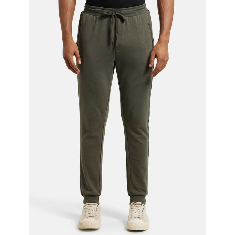 Jockey AM71 Men Super Combed Cotton Rich Slim Fit Jogger - Deep Olive (M)