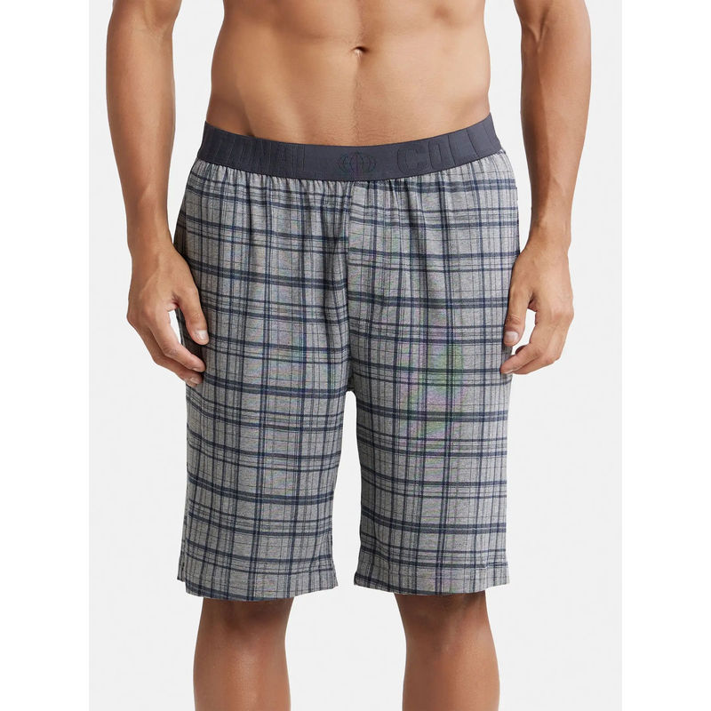 Jockey IM02 Men Tencel Micro Modal Cotton Elastane Sleep Shorts - Grey Mel & Ash Grey (M)