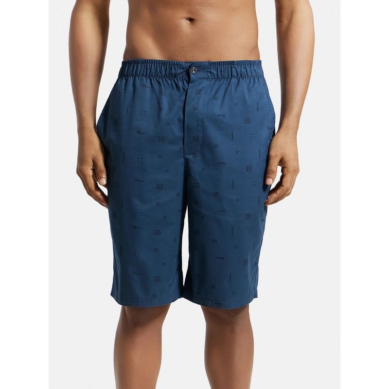 Jockey US88 Men Super Combed Cotton Woven Fabric Bermuda - Insignia Blue Printed (S)