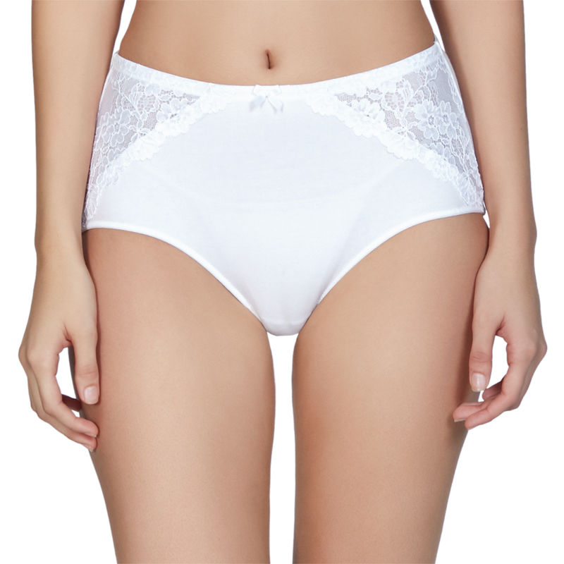 Amante Cotton Lace Full Brief - White (XL)