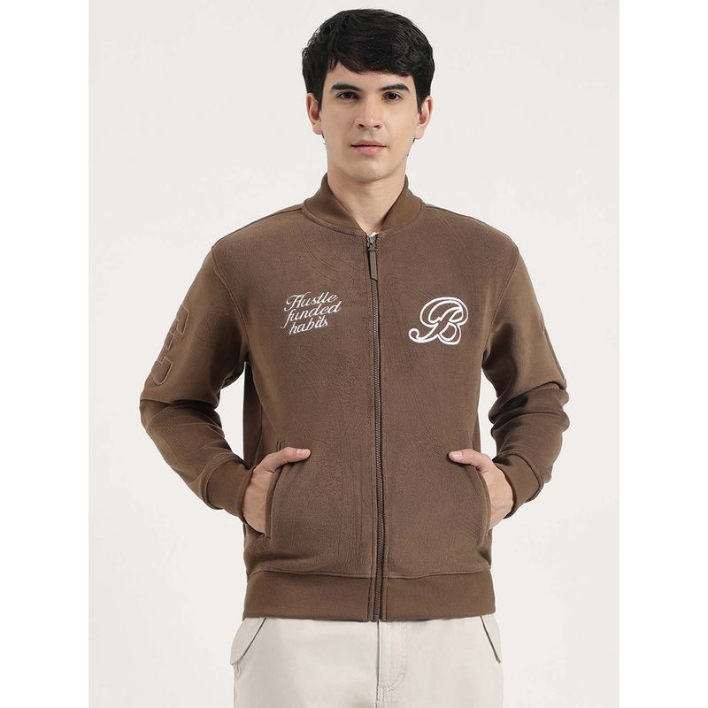 United Colors of Benetton Brown Textured Regular Jacket (XL)