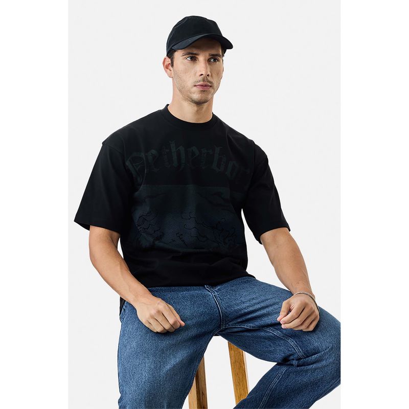 Snitch Black Graphic Boxy T-Shirt (M)