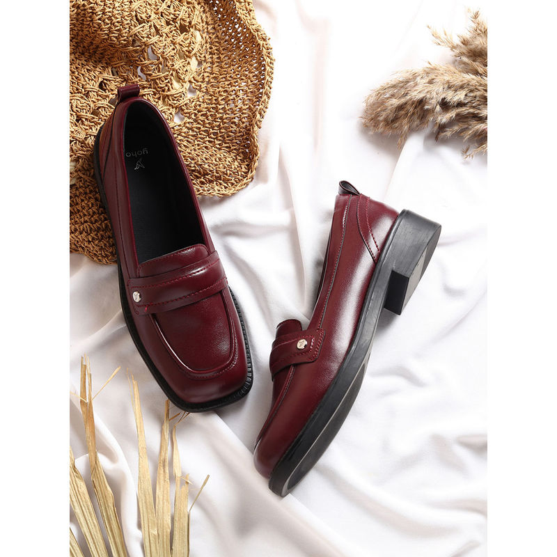 Yoho Women Maroon Stella 002 Slip On Loafers (UK 5)