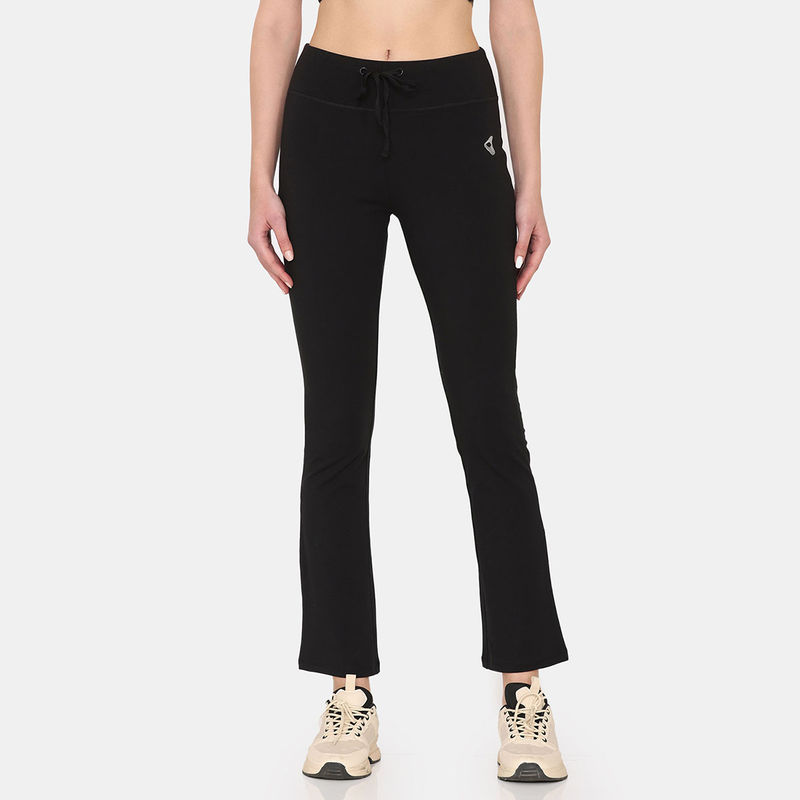 Zivame Easy Movement Cotton Relaxed Track Pant - Jet Black (XL)