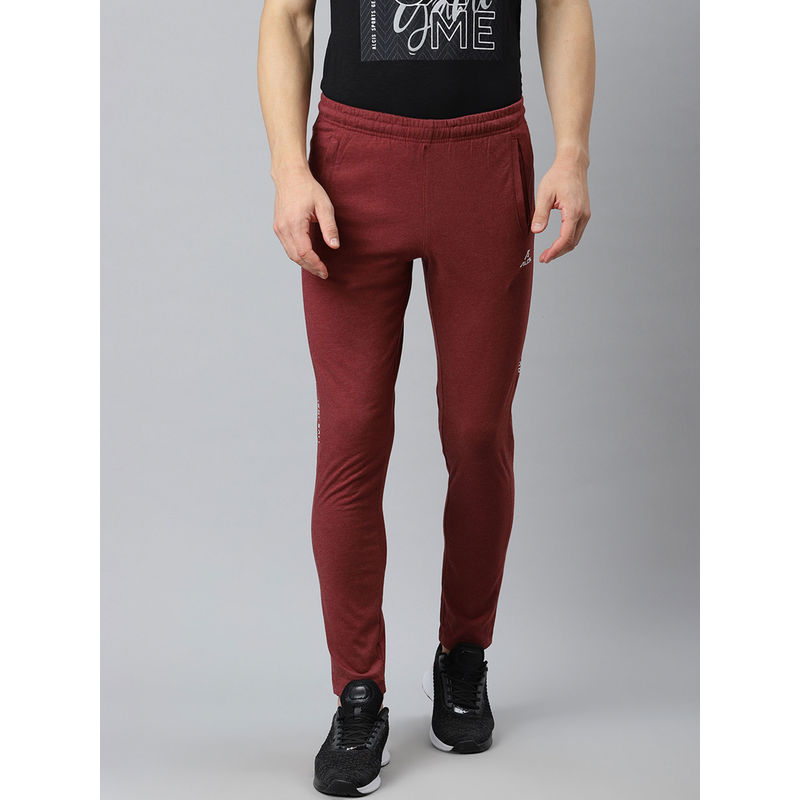 Alcis Men Maroon Solid Slim Fit Mid-Rise Track pant (L)