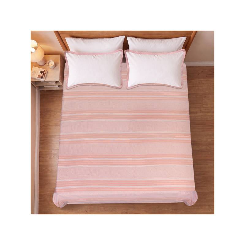 Saral Home Peach Prescio Cotton Microfiber Queen Bedsheet with Pillow Covers (Queen)
