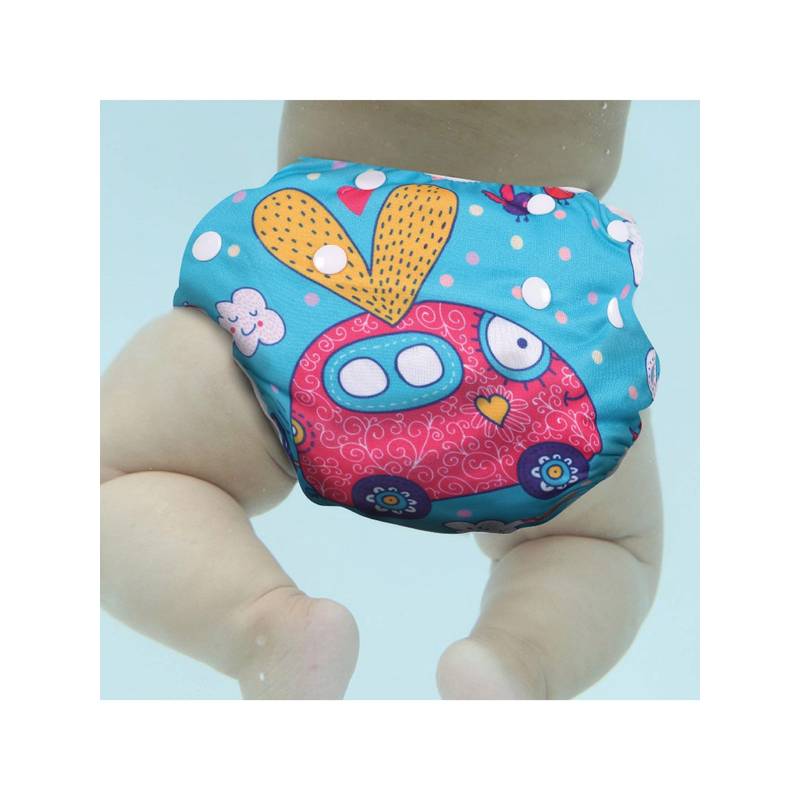 Polka Tots Reusable & Washable Car Print Swim Diaper (2-12 Months)