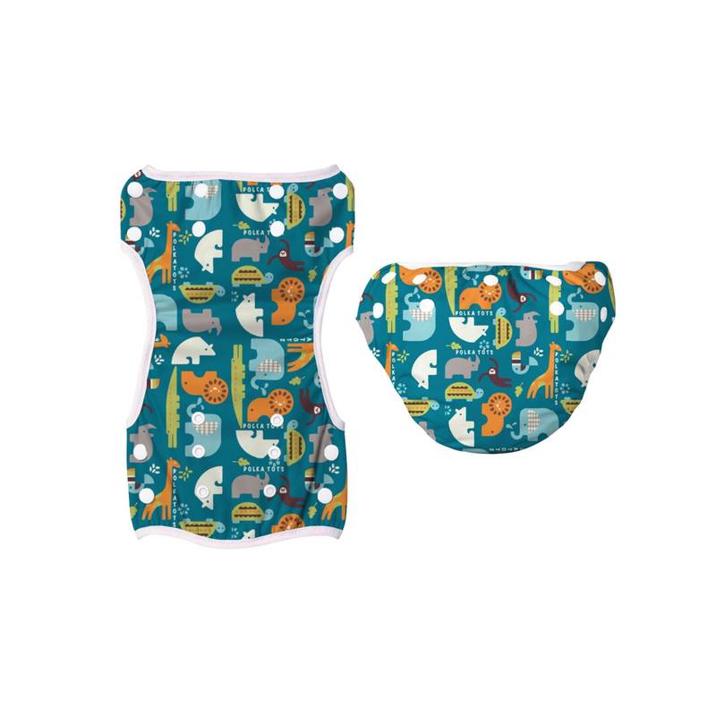 Polka Tots Reusable & Leakproof Safari Print Swim Diaper For Unisex (12-24 Months)