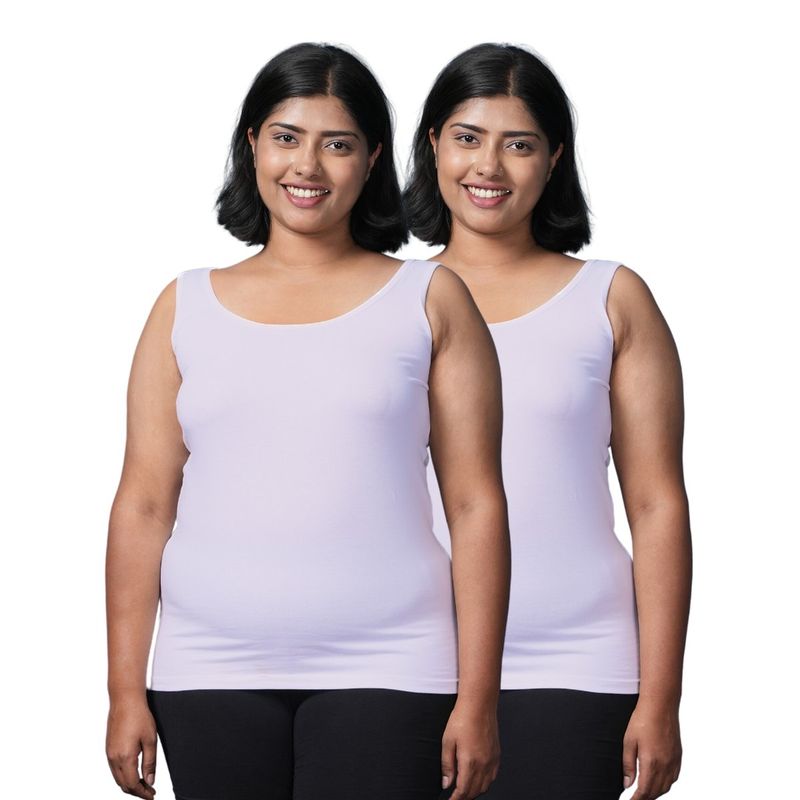 Adira Plus Size Inner Tank Style Camisole with Wide Shoulder White (Pack of 2) (3XL)