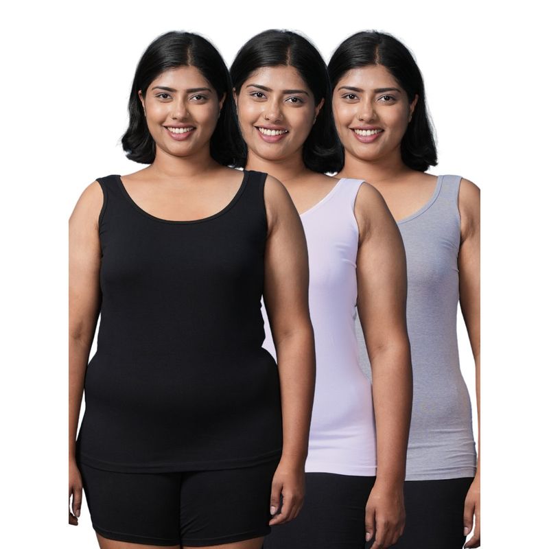 Adira Plus Size Inner Tank Style Camisole with Wide Shoulder Multi-Color (Pack of 3) (3XL)