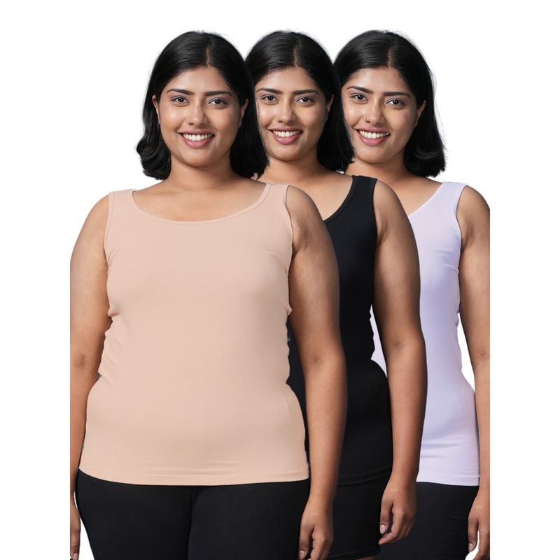 Adira Plus Size Inner Tank Style Camisole with Wide Shoulder Multi-Color (Pack of 3) (5XL)