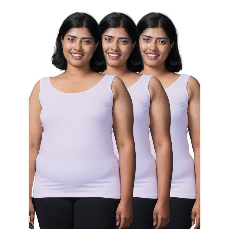 Adira Plus Size Inner Tank Style Camisole with Wide Shoulder White (Pack of 3) (3XL)