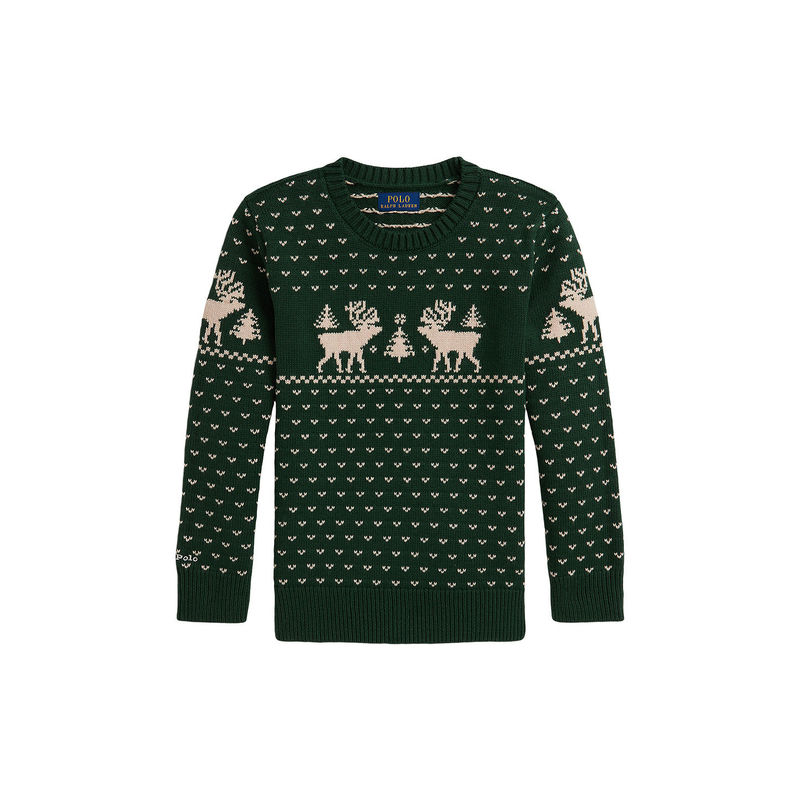 POLO RALPH LAUREN Long Sleeve Intarsia Reindeer Sweater Coverall (2)