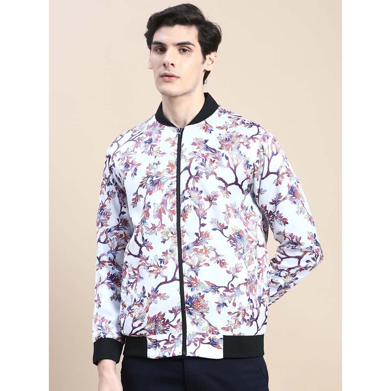 SHOWOFF Men's Floral White Bomber Jacket (L)