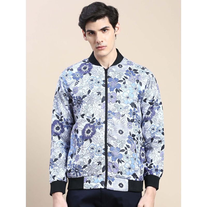 SHOWOFF Men's Floral White Bomber Jacket (S)