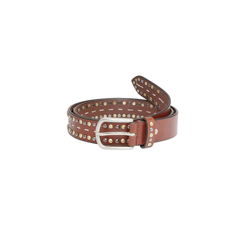 Aditi Wasan Brown Gold Decorative Stud Mens Belt (30)