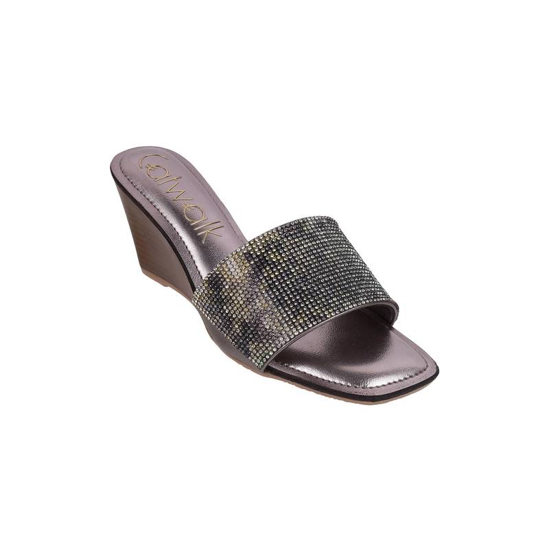 Catwalk Women Stylised Wedges Heels - Silver (UK 6)