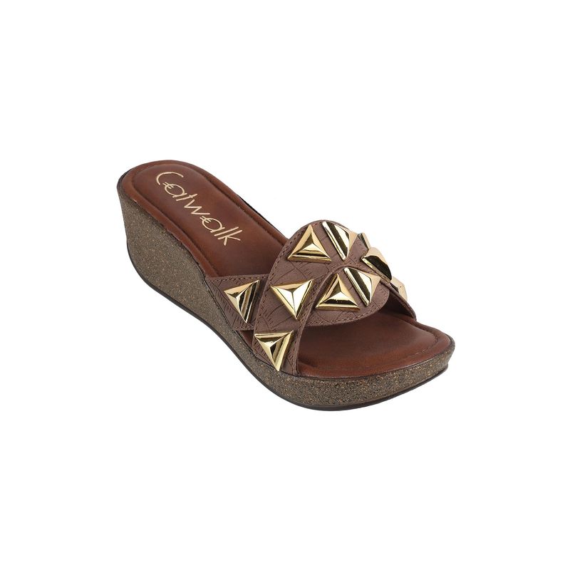 Catwalk Women Stylised Wedges Heels - Brown (UK 8)