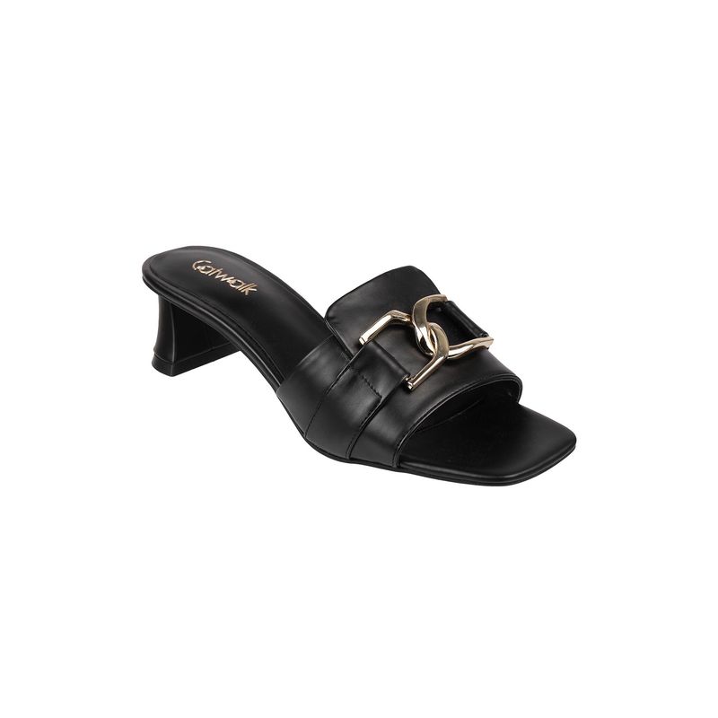 Catwalk Women Stylised Block Sandal Heels - Black (UK 4)