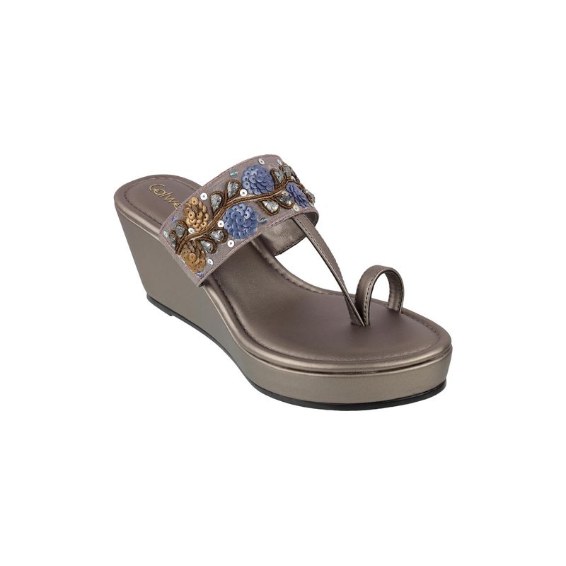 Catwalk Women Stylised Wedges Heels - Silver (UK 5)