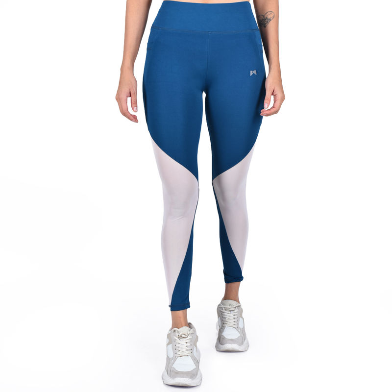 Muscle Torque Gym/yoga High Waist Triangle Style Mesh Tight - Blue (XL)