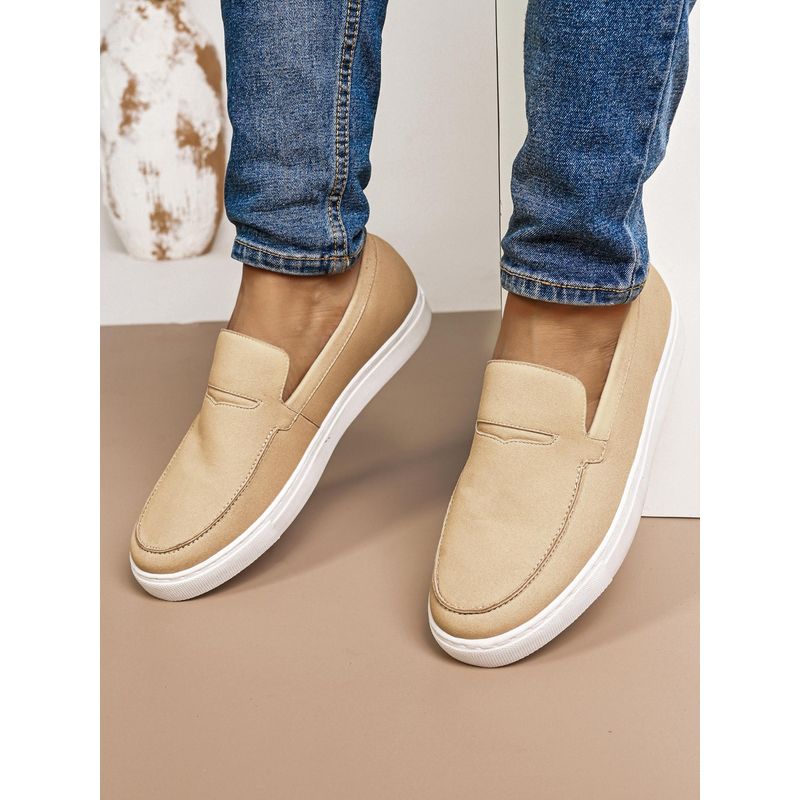 Styli Men Casual Solid Slip On Beige Loafers (UK 8)