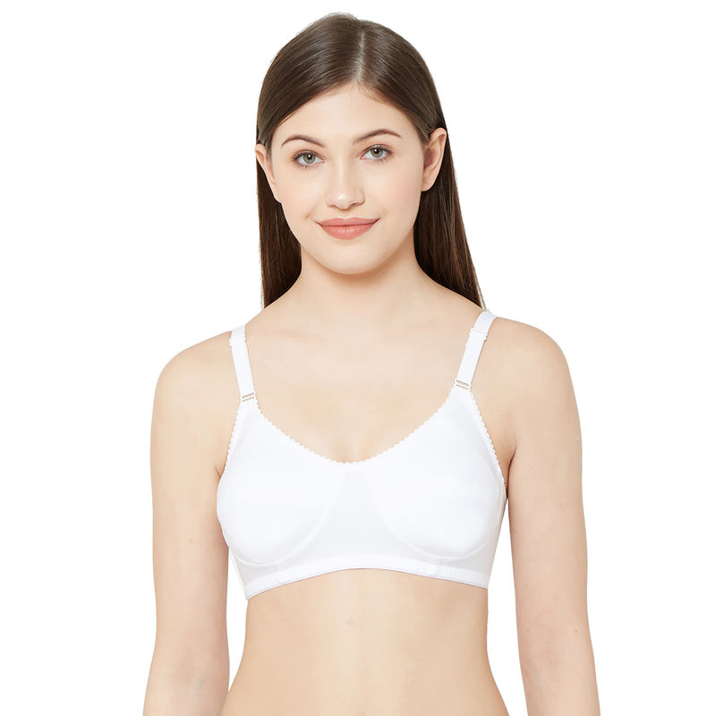 Juliet Plain Cotton Post Surgery Mastectomy Bra with Soft Padded Inserts - Cancer Bra - White (34)
