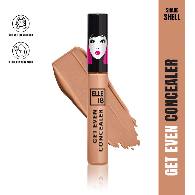 Elle 18 Get Even Concealer With Niacinamide, Buildable & Crese Resistant - Shell