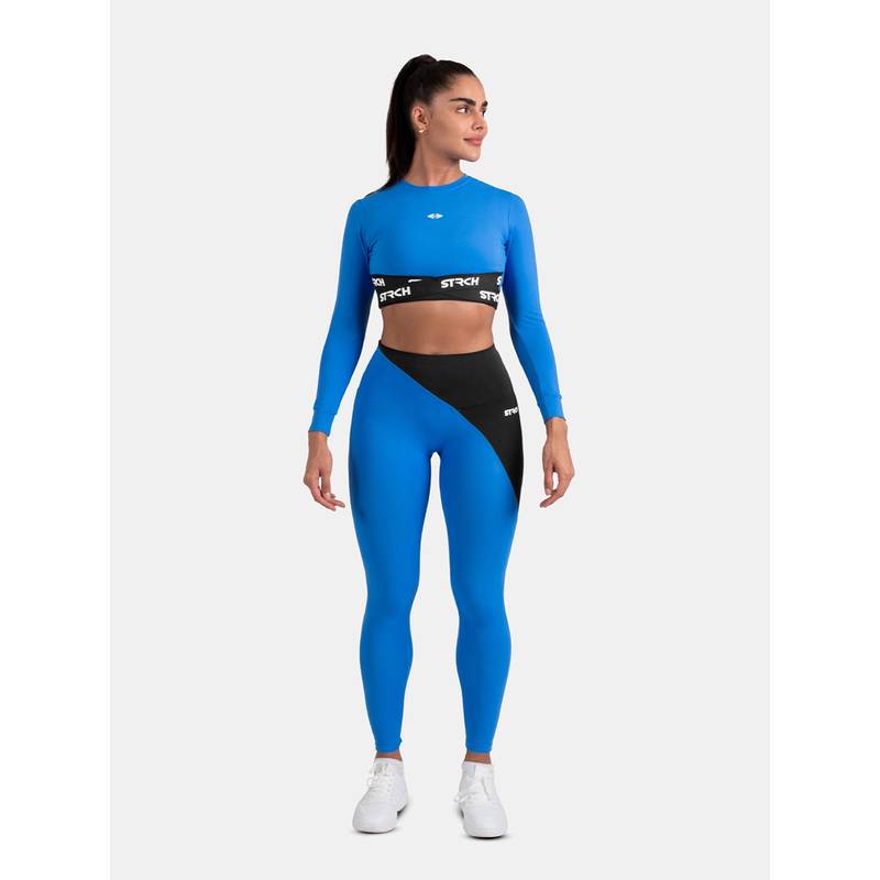 STRCH Women's Nylon On The Move Extra Blue Leggings (L)