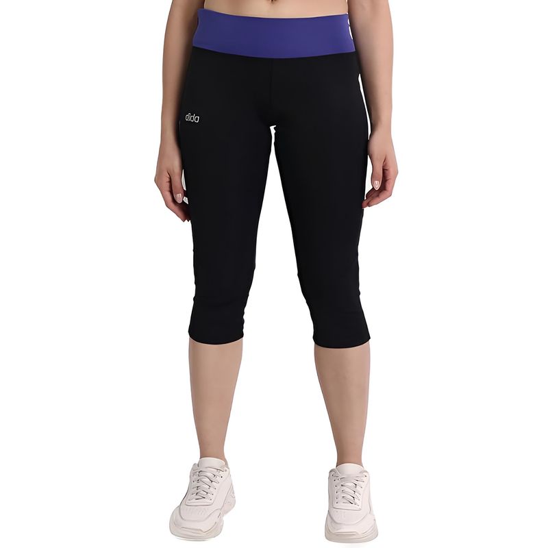 Dida Women Comfort Fit Active Calf Length Black Tights (M)