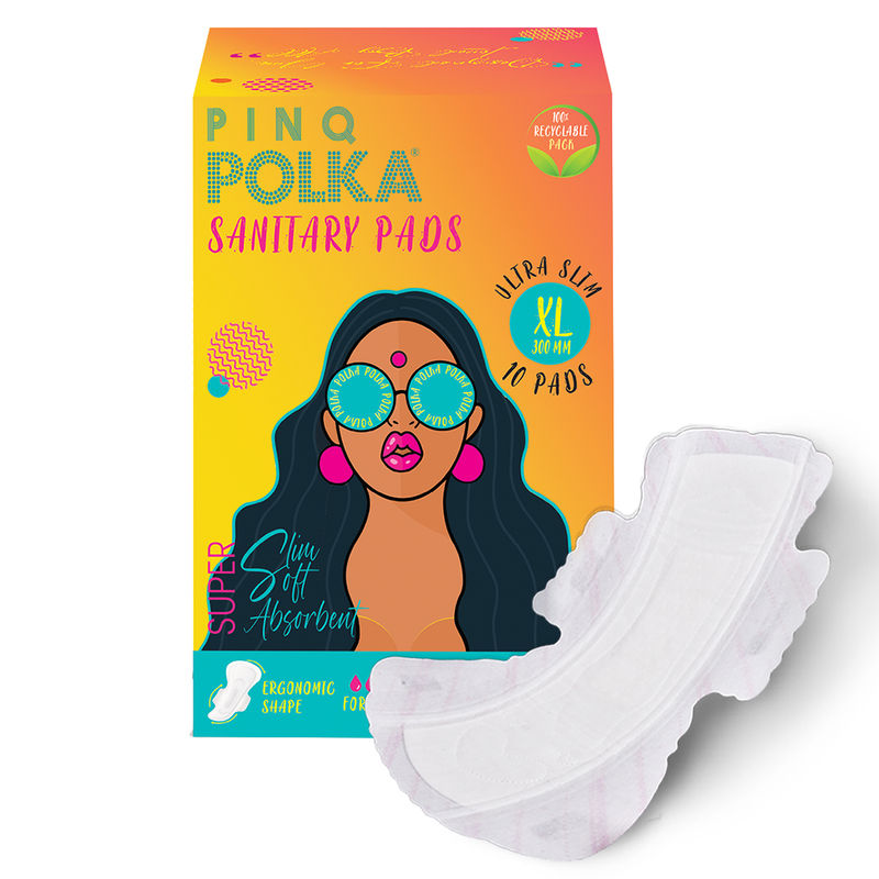 PINQ POLKA Ultra Sanitary Pads Organic Cotton Soft Feel Rash Free Wide Back