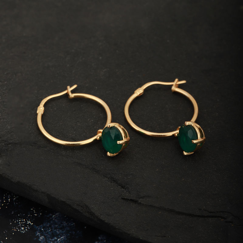 Buy Carlton London Green Gold Plated Artificial Stone Studded Hoop