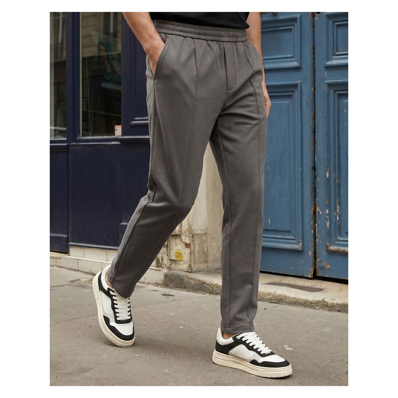 Nobero Men Grey Straight Fit Interlock Jogger (3XL)