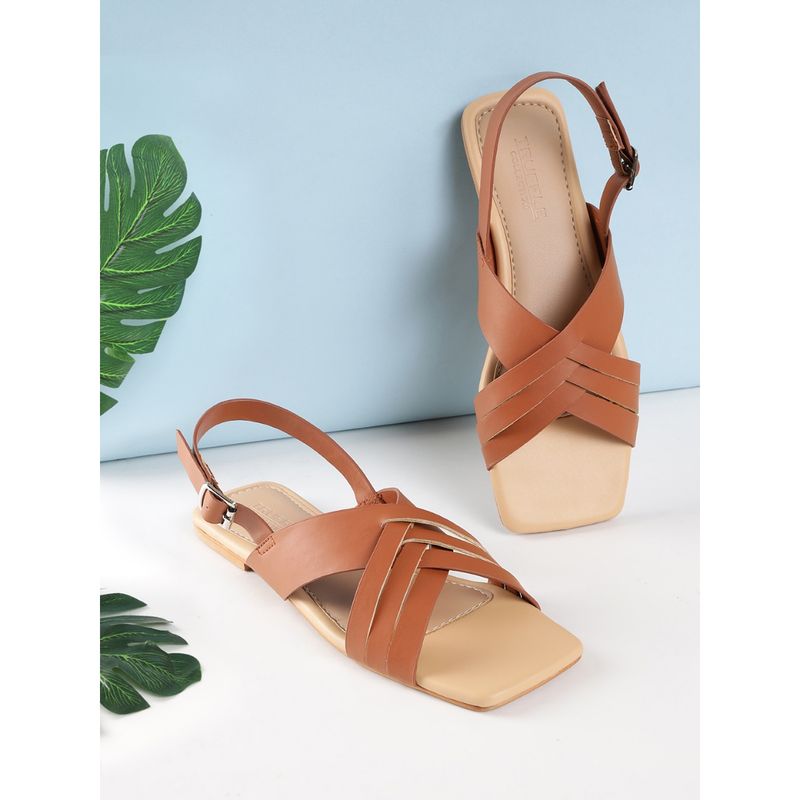 Truffle Collection Tan Solid Flats (UK 3)