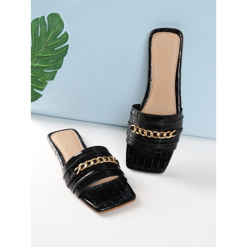 Truffle Collection Black Embellished Flats (UK 3)