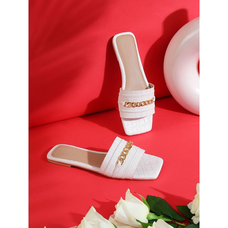 Truffle Collection White Embellished Flats (UK 3)