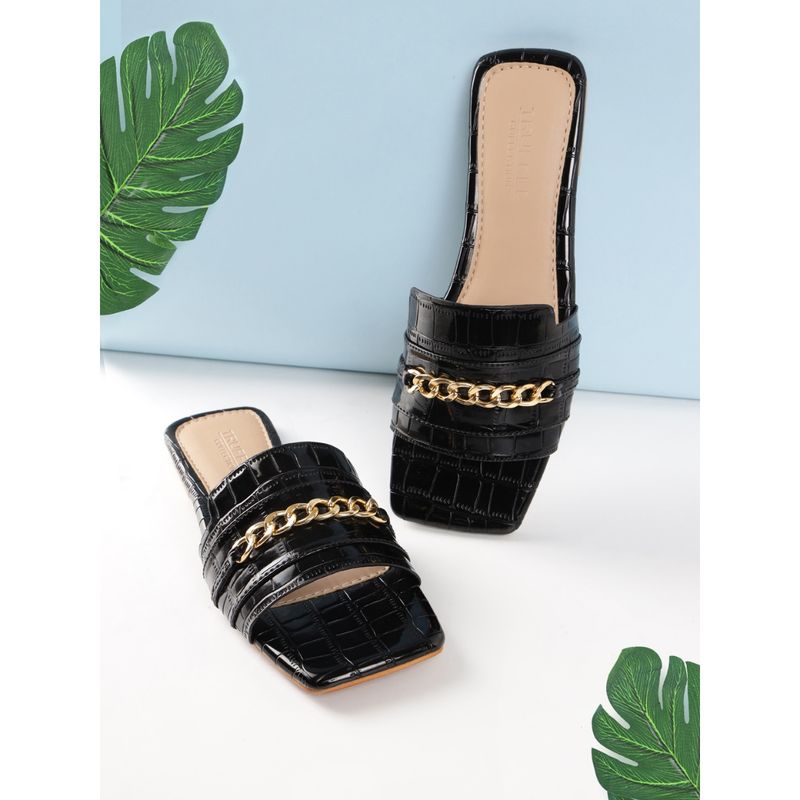 Truffle Collection Black Embellished Flats (UK 3)