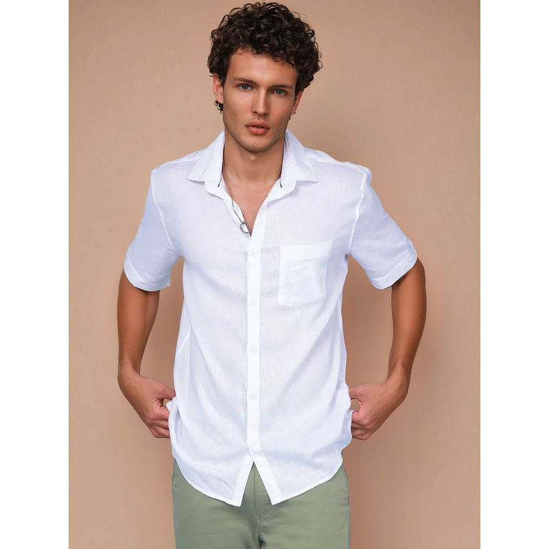 Crimsoune Club Men's White Linen Shirt (M)