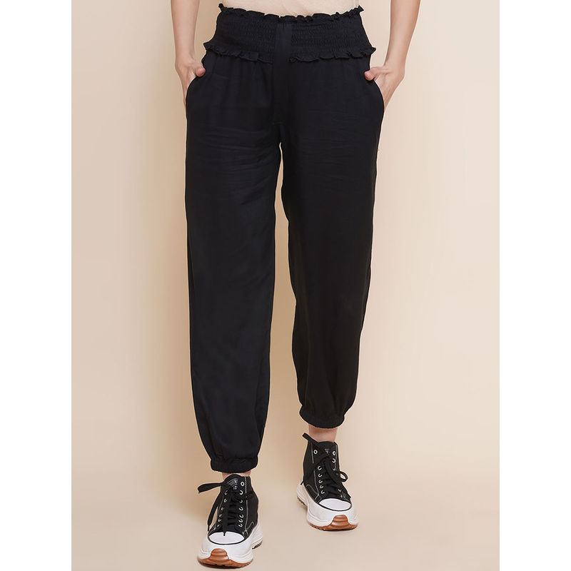 Mine4Nine Womens Black Rayon Casual Maternity Trousers (M)