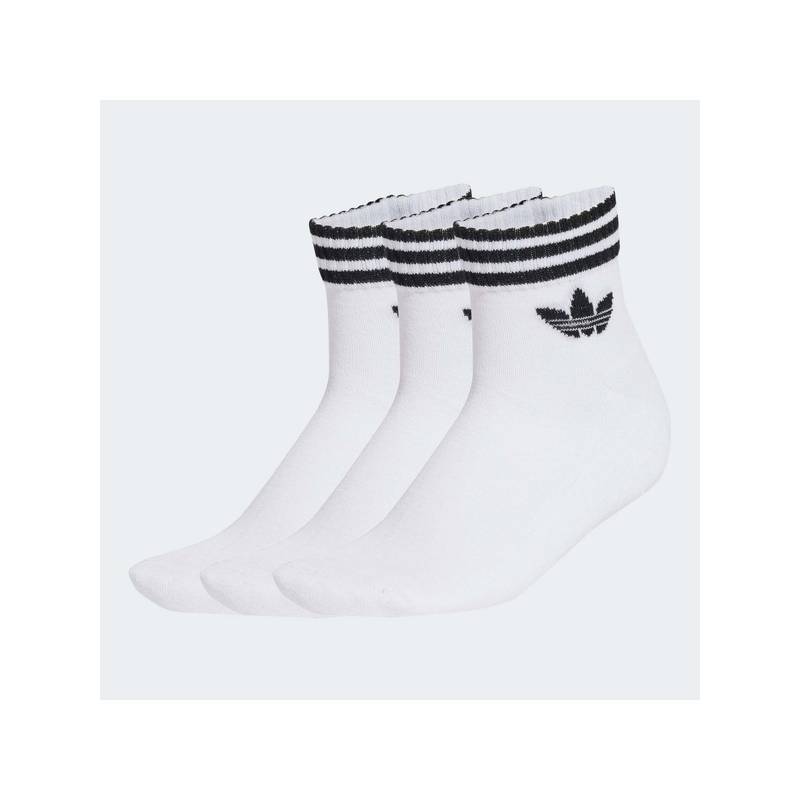 adidas Originals Unisex White 3S Ankle S Socks (Pack of 3) (M)