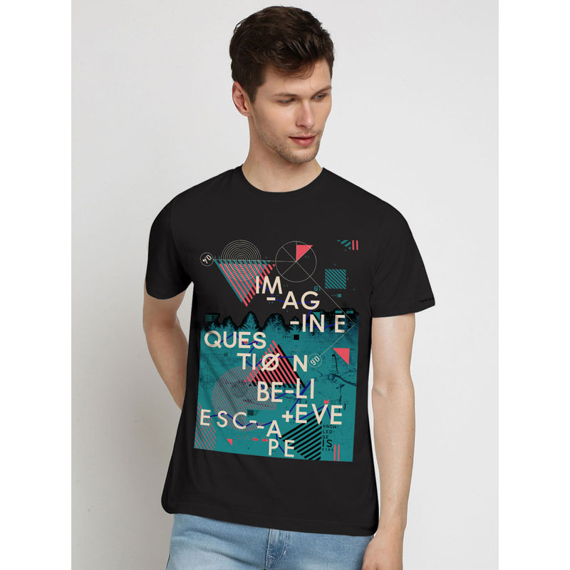 THREADCURRY Knowledge Creative Graphic Printed T-Shirt for Men (XL)