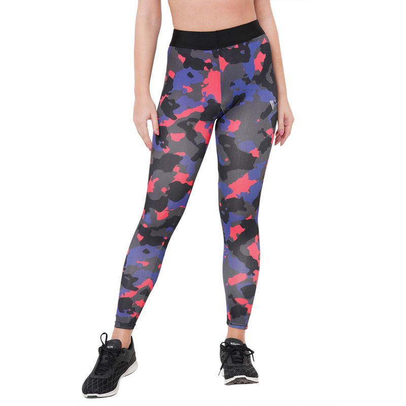 Veloz Poly Spandex I S Full Length Multisports Leggings I Yoga Pants I Full Printed - Pink (L)