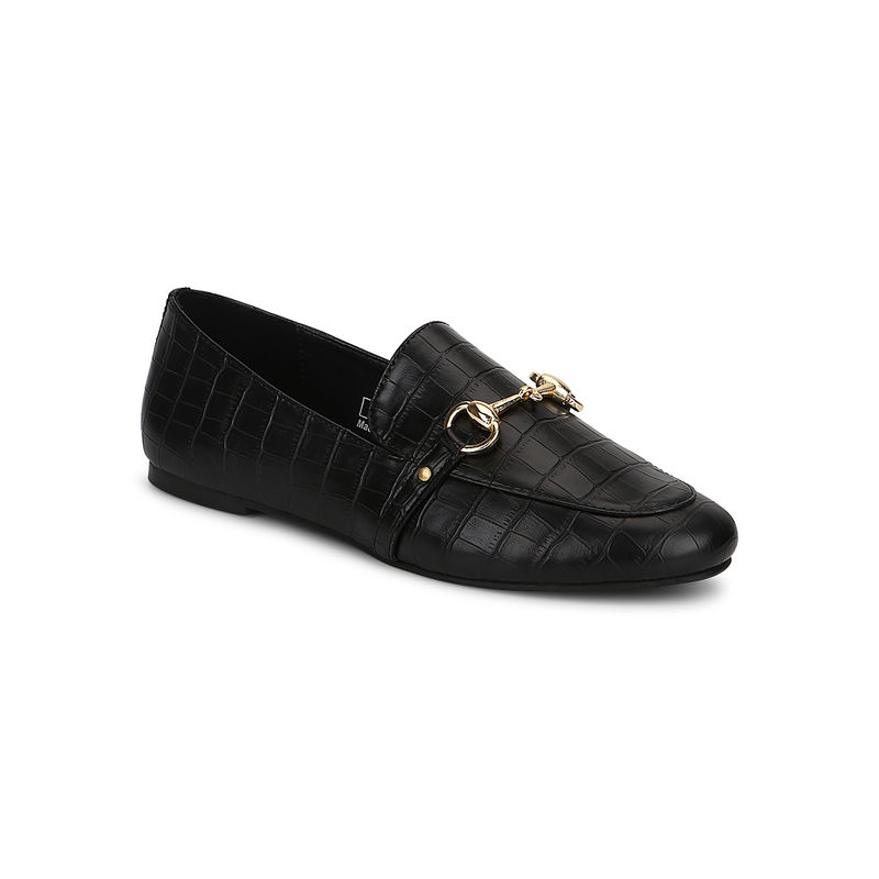Truffle Collection Croc Pu Loafer Shoes With Gold Chain - UK 7