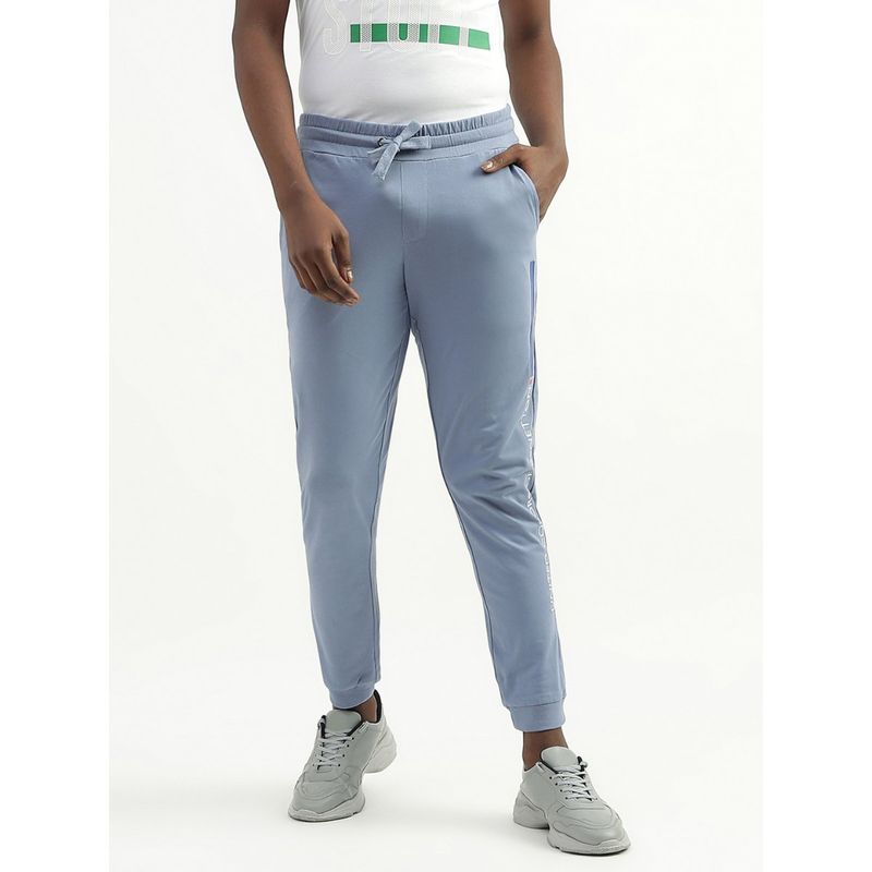 United Colors Of Benetton Cotton Printed Slim Fit Mens Joggers In Blue (36)