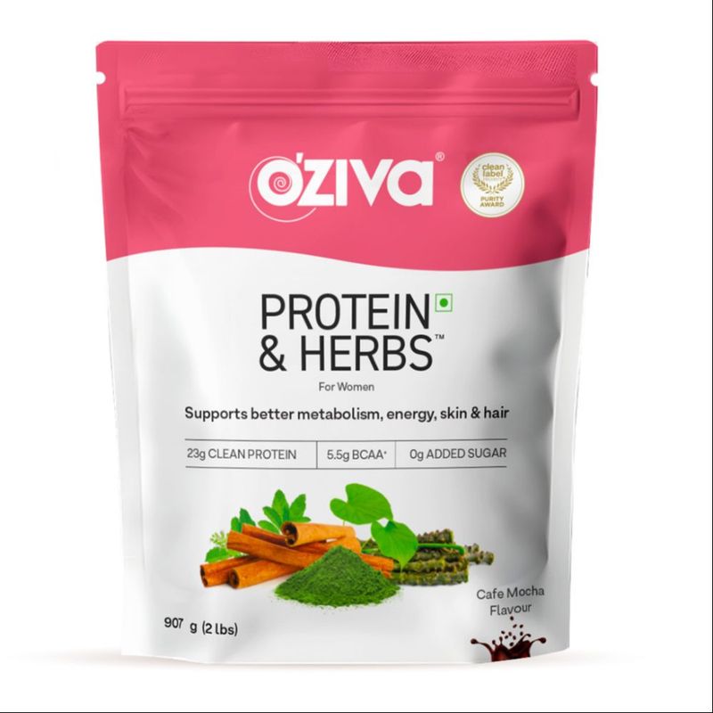 OZiva Protein & Herbs Women with Multivitamins for Better Metabolism Skin & Hair, Cafe Mocha