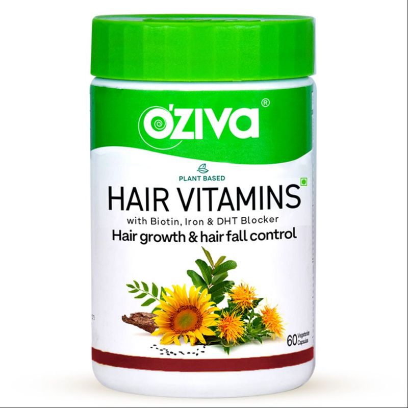 OZiva Hair Vitamins ( With Biotin, Vitamin E & Iron) For Hair Re-Growth & Hairfall Control