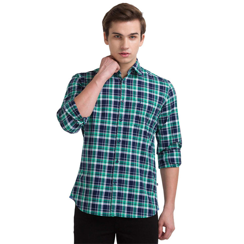 Parx Men Checks Green Shirt (38)
