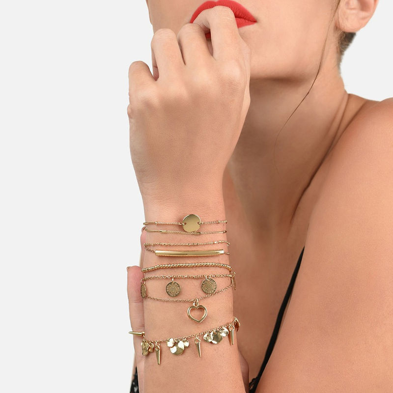 Zaveri Pearls Set of 8 Gold Tone Contemporary Classy Stackable