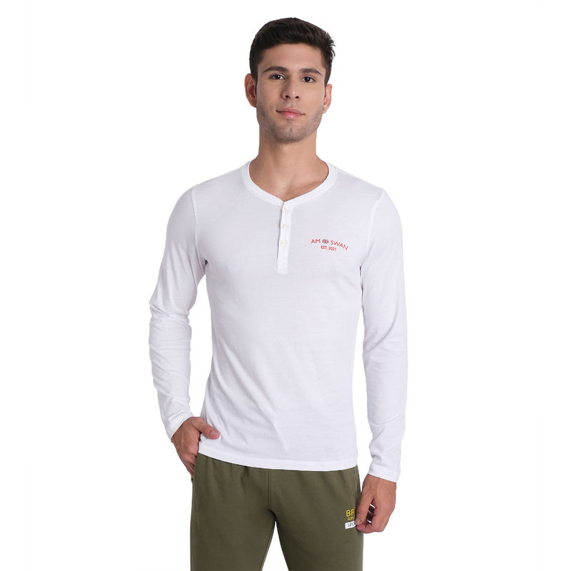 AM SWAN Mens Solid White T-Shirt (M)